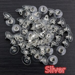 100pcs 11x6mm Plastica Metallo Orecchino Schienale Bullet Stoppers Earnuts Tappi per le orecchie Oro Argento Placcato Risultati Gioielli Accessori immagine 10