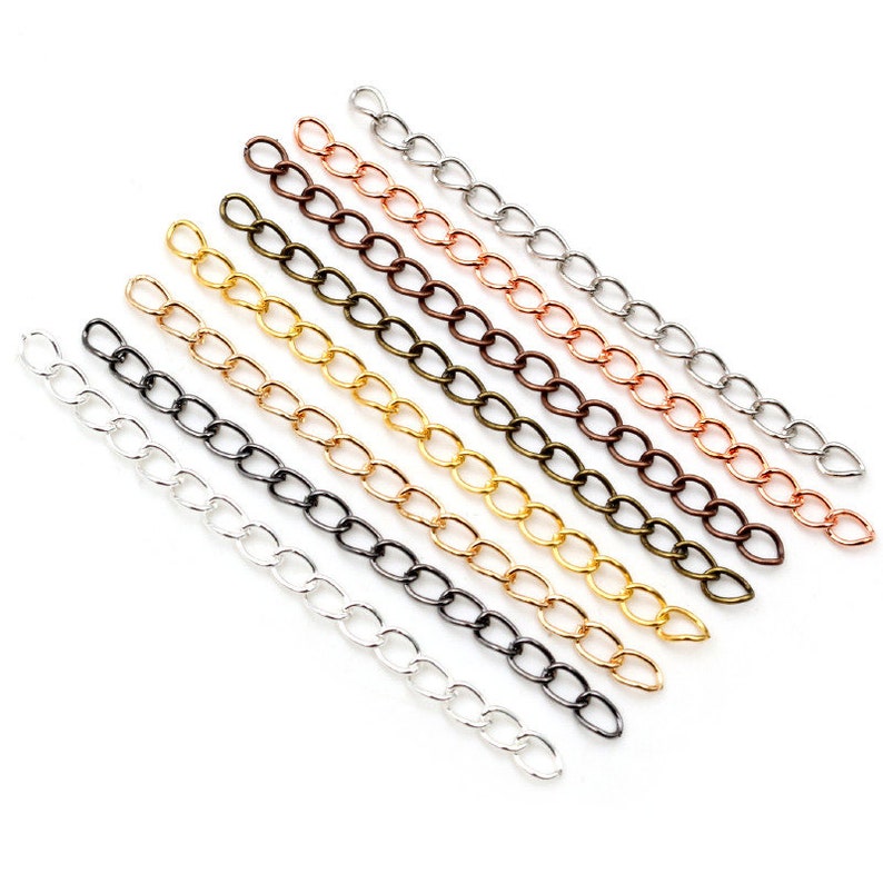 50pcs / lot 50mm 70mm 5x4mm Collier Extension Chaîne En Vrac Bracelet Chaînes Étendues Extension de Queue Pour Bricolage Bijoux Faire Des Découvertes Random Mixed