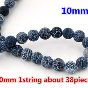 4mm 6mm 8mm 10mm Natural Volcanic Stone Navy perles blanches en pierre ronde pour les bijoux faisant gros et détail image 5