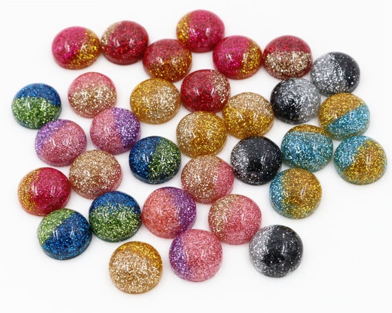 New New New !! 40pcs 12mm Mix Colors Flat Back Resin Cabochons