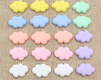 10pcs 20x25mm Mixed Kawaii Cloud Resin Charms Kids Pendant Charms for Collar Eartes Brazaletes Jewelry Making DIY Accessories Supplies