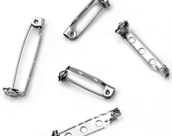 20pcs/Lot 20 25 32 38mm 316 Stainless Steel Brooch Clip Pins Safety Brooch Settings Blank For DIY Jewelry Making Supplies