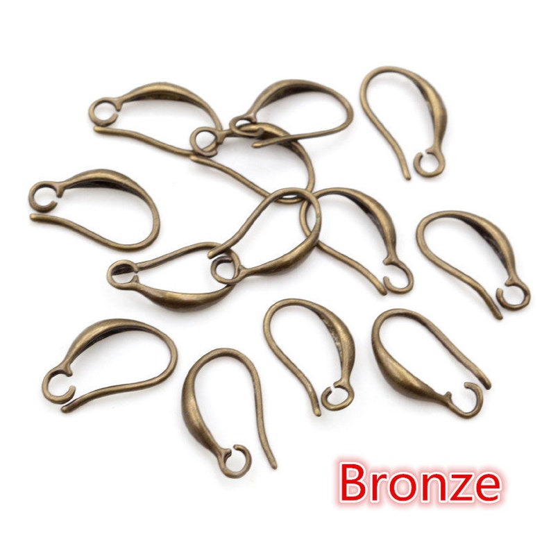 Haute qualité 15x9mm 20pcs Classique 7 Couleurs Plaqué Laiton Français Boucle doreilles Crochets De Fil Réglages Paramètres de base Vente entière Bronze