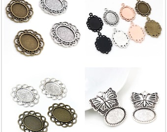 10pcs 13x18mm Inner Size Oval Pendant Cabochons Blank Base Setting Bezel Tray DIY Jewelry Making Accessories
