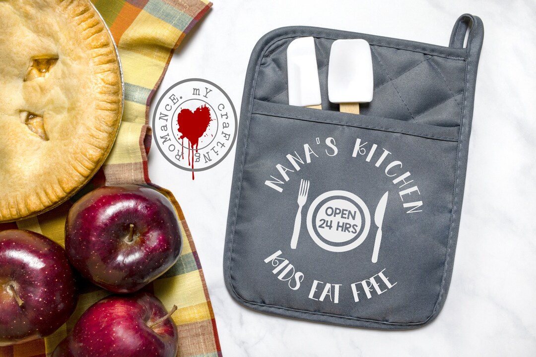 Nana #39 s Kitchen Pot Holder: Kids Eat Free Oven Mitt Etsy