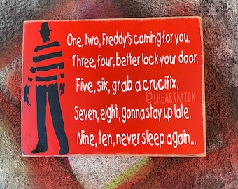 Freddy Krueger Silhouette & Poem Sign | Horror Movie Decor | Nightmare on Elm Street Quote | Handmade Wood Wall Art