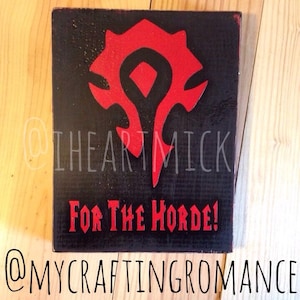 World of Warcraft - Horde Symbol - 9 x 12 inch Painted Wood Sign -Black and Red