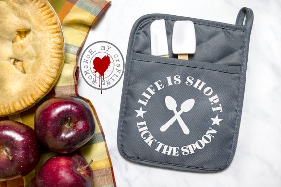 Life is Short Lick the Spoon Oven Mitt Set of 2 