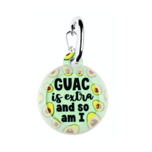 Guacamole Dog Tags for Dogs Personalized - Silent Double Sided Pet Tag Collar Charm &quot;Guac is Extra and So Am I&quot;