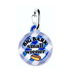 Funny Dog Tag Personalized &quot;Big Bark Small Wiener&quot; Silent Dog Tag, Custom Double Sided Silent Pet ID Tag
