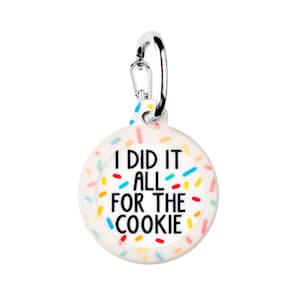 Dwustronne identyfikatory dla psów Donut Sprinkles Silent Dog ID Tag "Zrobiłem to wszystko dla ciasteczka" Urocza personalizowana zawieszka do obroży