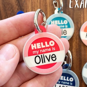 Hello My Name Is Dog Tag • Custom Pet ID Tag for Dogs • Double-Sided, Silent, and Personalized