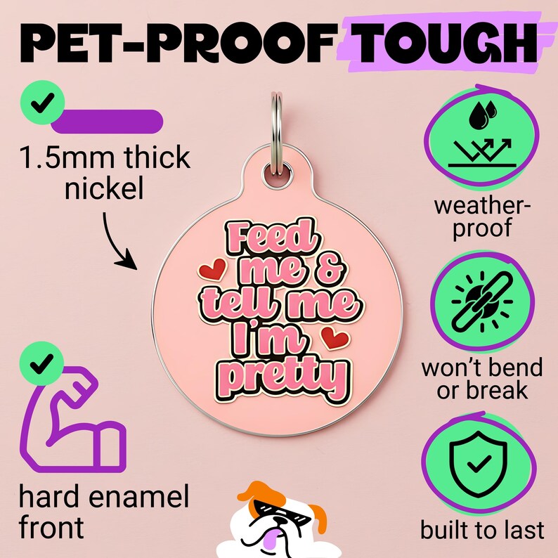 Girl Dog Tag Personalized "Feed Me & Tell Me I'm Pretty" Custom Engraved Pet ID image 6