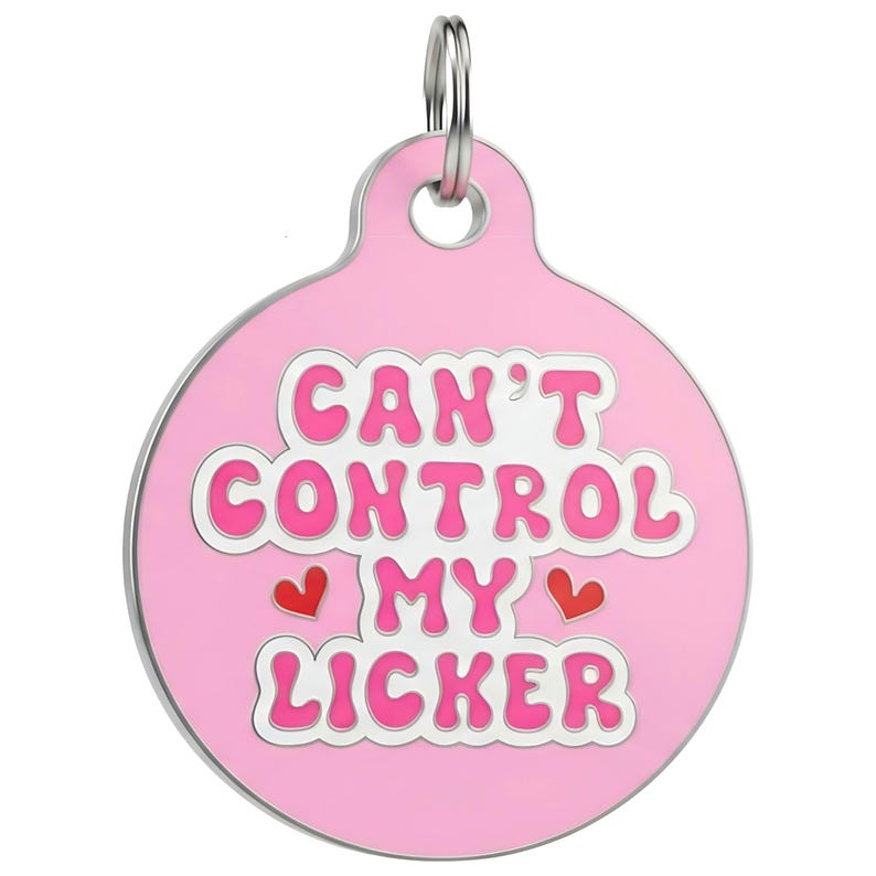 Lustige Namensmarke für Hunde - "Can't Control My Licker" Bild 1