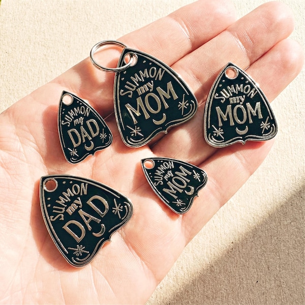 Placa de identificación personalizada para perro o gato con grabado "Llama a mi mamá o papá" - Varios tamaños disponibles