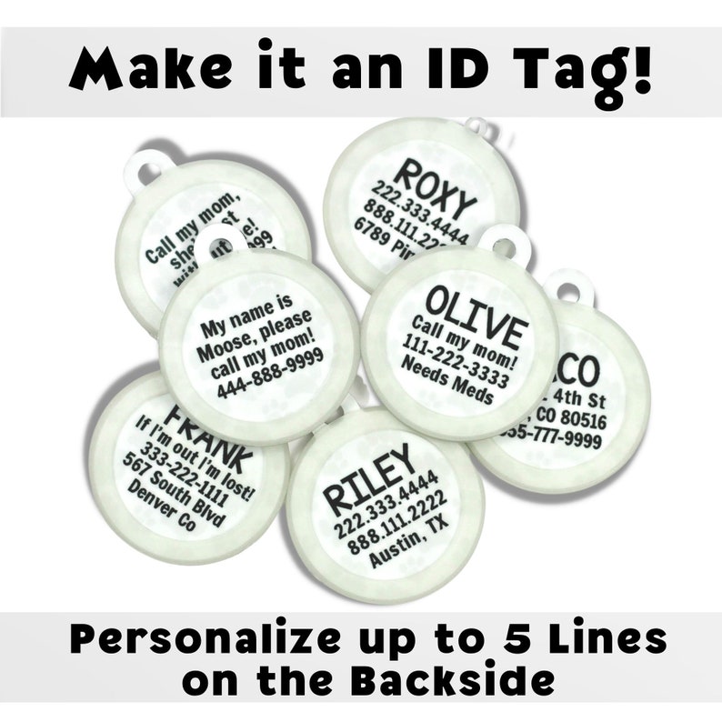 Customizable Dog ID Tag, Double Sided Silent Dog Tag, Personalized Pet