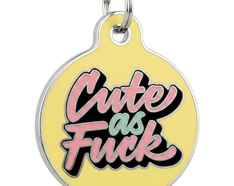 Cute Dog Tag for Dogs Personalized on Backside - Laser Engraved Pet ID Tag (Small, Large)