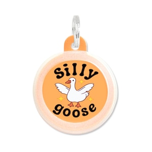 Funny Dog Tag Custom - &quot;Silly Goose&quot; - Personalized Pet ID: Silent, Double-Sided