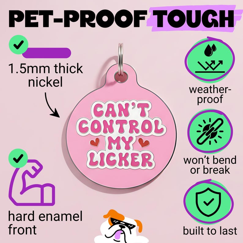 Lustige Namensmarke für Hunde - "Can't Control My Licker" Bild 5