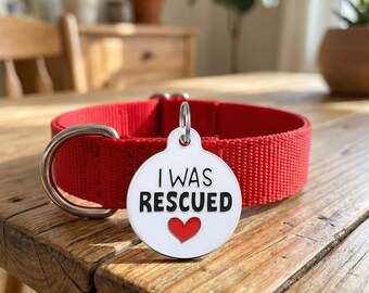 I was Rescued Engraved Pet ID Tag for Dogs and Cats