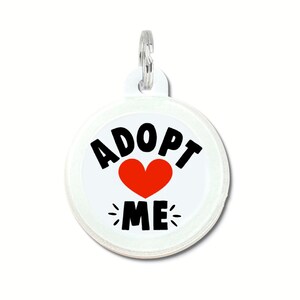 Foster Dog Tag Personalized - Silent Custom Pet ID Tag Double Sided - Dog Name Tag Collar Charm  &quot;Adopt Me&quot; - More Colors Available