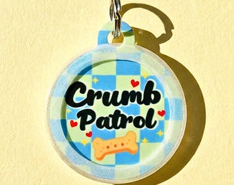 Cute Dog Name Tag Personalized for Pets "Crumb Patrol"