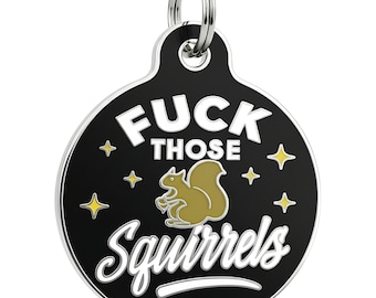 Funny Squirrel Dog Tag Engraved, Personalized Pet ID Tag for Dogs and Cats (2 Sizes)