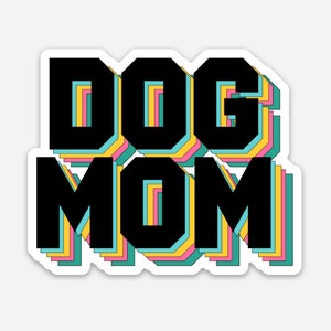 Collegiate Colorful Block Dog Mom Vinyl Waterproof Sticker