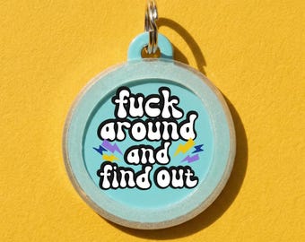 Sassy Dog Tag - Personalized Pet ID Tag - "FAFO" - Custom Aluminum, Silent Pet Accessory