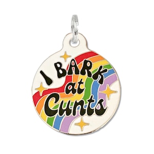 Funny Bad Dog Tags Personalized "I Bark at Cunts" Double Sided Durable Engraved Dog Collar Charm Accessory