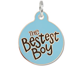 Boy Dog Tags for Dogs Personalized Small or Large "The Bestest Boy" Laser Engraved Double Sided Collar Charm for Dogs or Cats