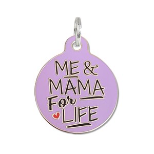 Cute Dog Mamas Boy Girl Tag for Dogs Engraved "Me and Mama for Life" Double Sided Durable Metal Personalized Pet ID Collar Charm