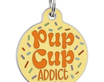 Pup Cup Dog Tag, Backside Engraved • Personalized Pet ID Tag, Sizes Small & Large
