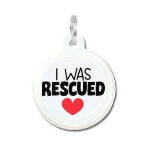 Custom Rescue Dog Tag Personalized • Silent Double Sided Pet ID Tag for Dogs • Cute New Dog Gift for Rescue Dog Mom
