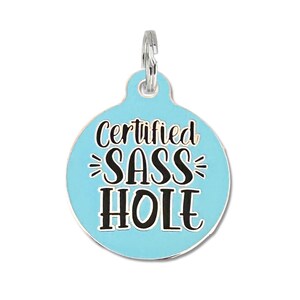 Funny Dog Tags for Dogs Personalized  "Certified Sass Hole" Double Sided Engraved Metal Pet Name Tag Collar Charm Accessory