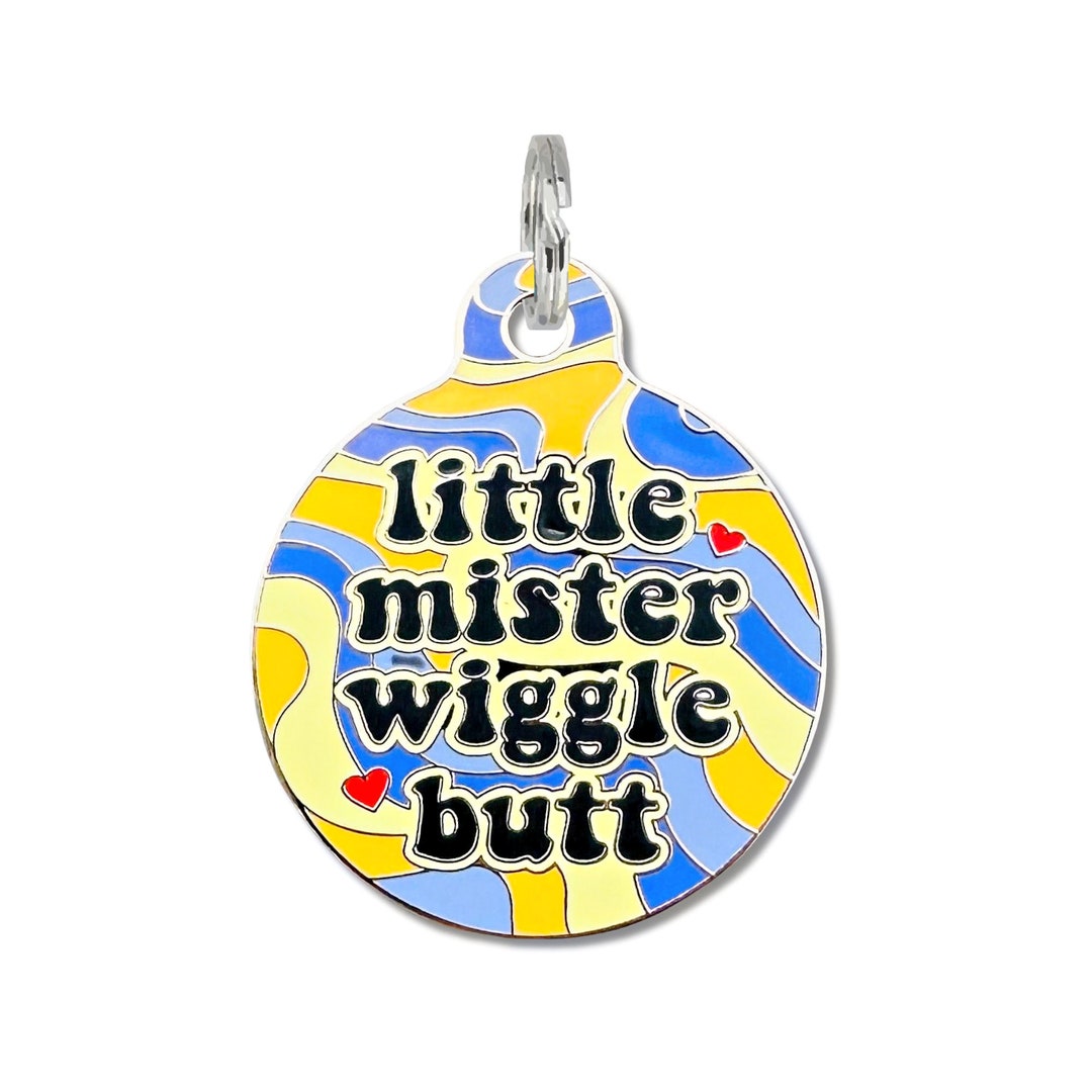 Cute Dog Tag for Boy Dogs little Mister Wiggle Butt Double Sided