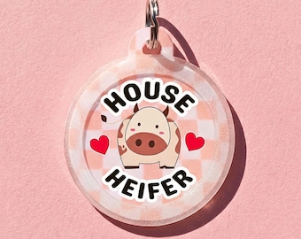 House Heifer Funny Dog Tag - Personalized Pet ID Tag, 2 Sided Aluminum