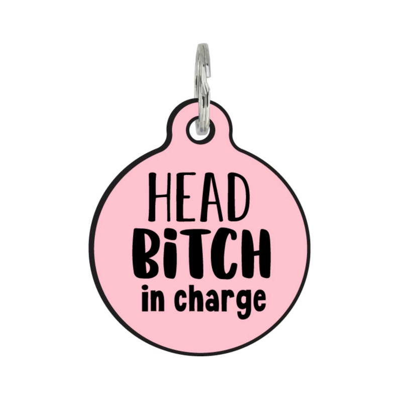 Head Bitch in Charge Girl Dog Collar Name Tag Personalized Double Sided Pet ID Tag