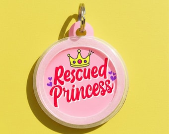 Silent Dog Tag Personalized - Pet ID Tag Customizable - "Rescued Princess"