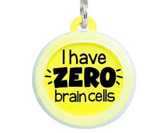 Funny Silent Dog Tag Personalized • Custom Pet ID Tag - "I Have Zero Brain Cells"