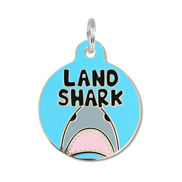 Shark Dog ID Tag or Small Cat ID Tag Personalized Double Sided Laser Engraved Durable Enamel Pet Tag Collar Charm Accessory