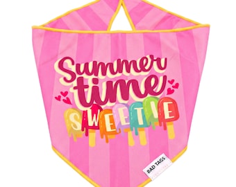 Summer Dog Bandana • Pink Popsicle with Cooling Fabric, Reversible - "Summertime Sweetie"