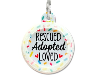 Rescue Dog Tag Personalized • Silent Pet ID Tag Customizable "Rescued Adopted Loved"