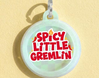 Spicy Gremlin - 2 Sided Silent Aluminum Pet ID Tag Personalized for Dogs