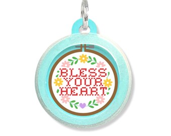 Funny Dog Tag for Sassy Pets - Silent and Customizable Pet ID Tag - "Bless Your Heart"