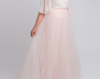 Blush pink tulle  wedding skirt - custom made , made to order tuille skirt /full tuile circle skirt / bridal separates / boho wedding skirt