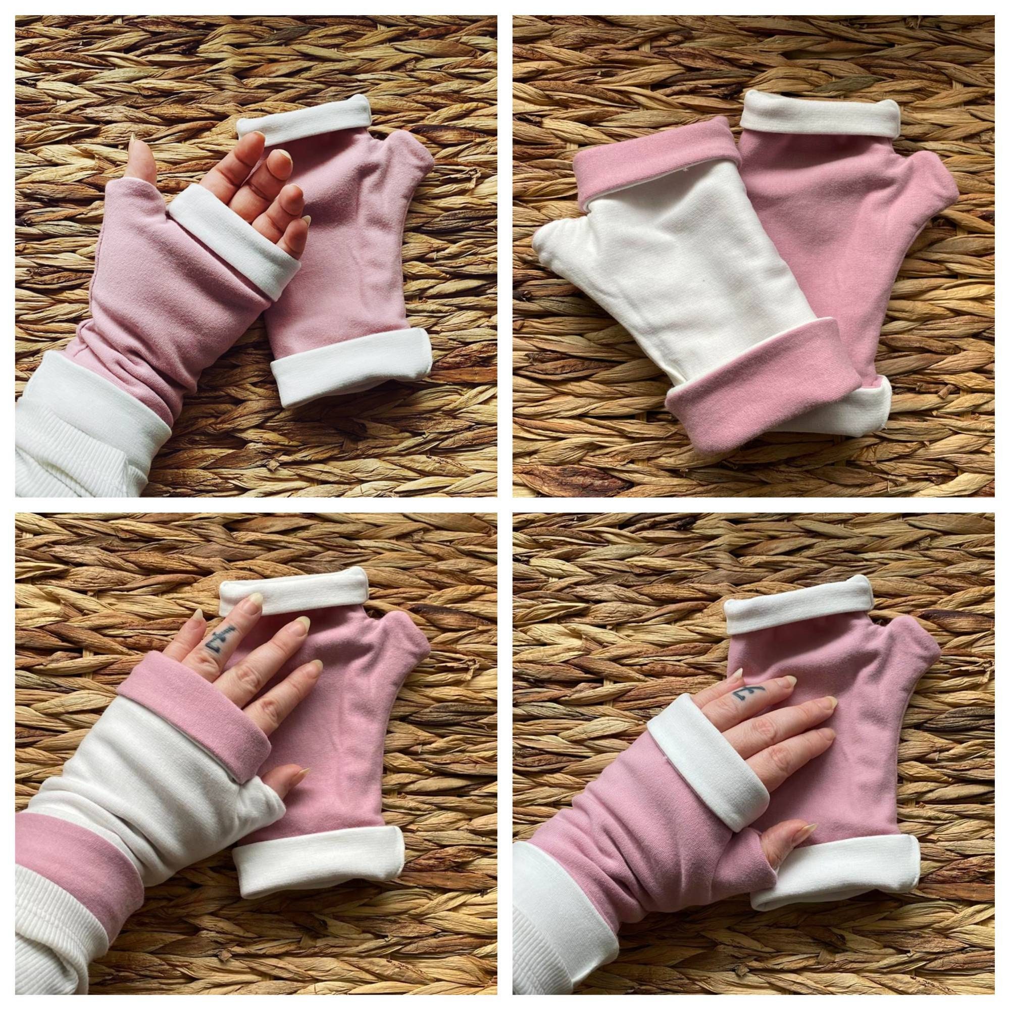 Organic - Fingerless Mittens- Reversible Gloves in Soft
