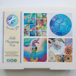 Beginners Silk Painting Kit - introduction for children and adults (pre-drawn designs). Art kit, craft kit, painting kit