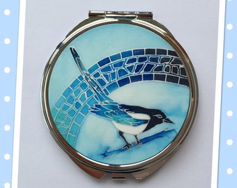 Magpie Compact Mirror - makeup mirror, magpie gifts