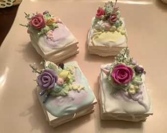 Set of FOUR Square ....”Faux” Shabby Chic “FAKE” Petit fours